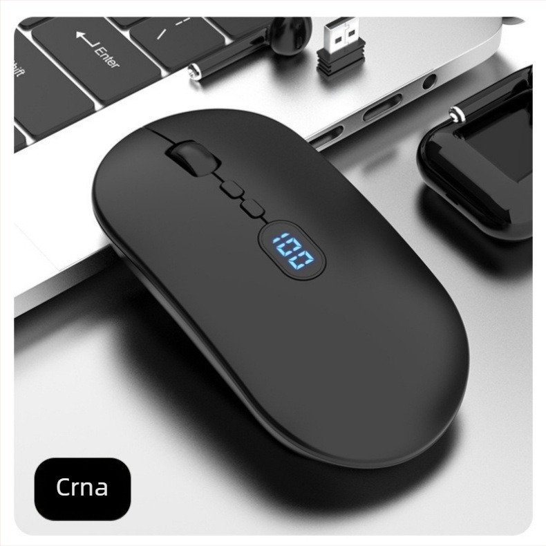 Bežična miša s dvostrukom povezanošću 2.4G/Bluetooth, 1600 DPI, 5 tipki, punjiva, domet do 10 m