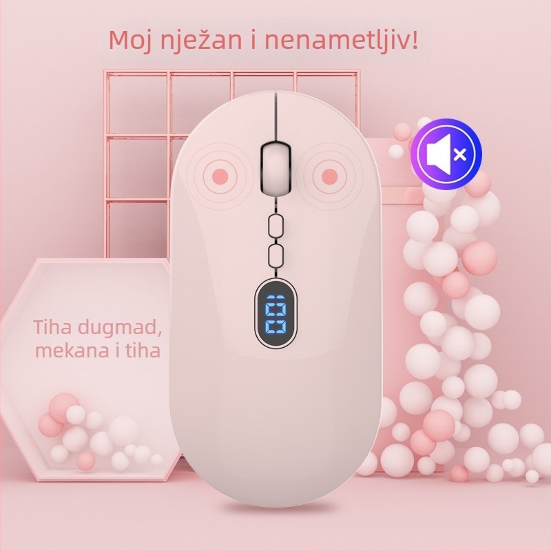 Bežična miša s dvostrukom povezanošću 2.4G/Bluetooth, 1600 DPI, 5 tipki, punjiva, domet do 10 m