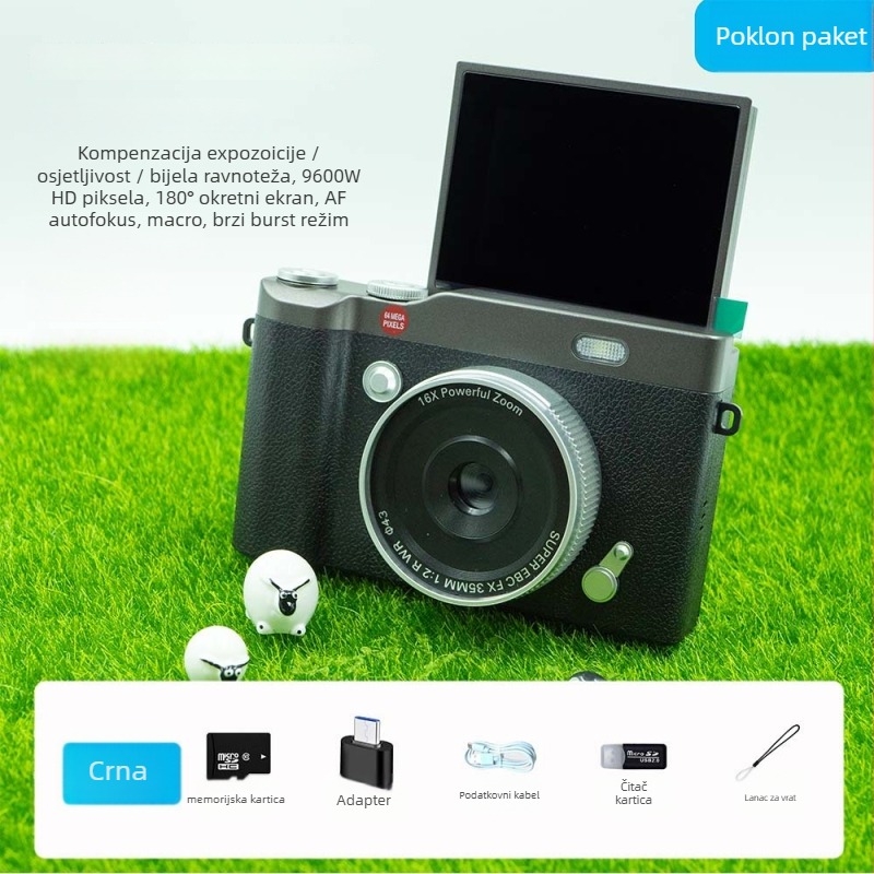 Pametan digitalni fotoaparat s rotirajućim zaslonom, CMOS senzor 1/2.7, 24 MP+, 8x optički zum, 2,4-inčni rotirajući LCD, USB 3.0