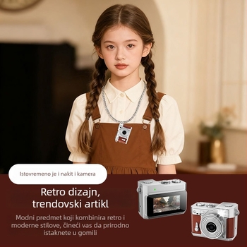 Dječja mini digitalna kamera: 0,96-inčni LCD, senzor ≤1 MP, TF kartica pohrana, ABS kućište, trajanje baterije 1–3 sata, snimanje videa, fotografiranje, filtri, ugrađeni zvučnik, kompaktna i prijenosna