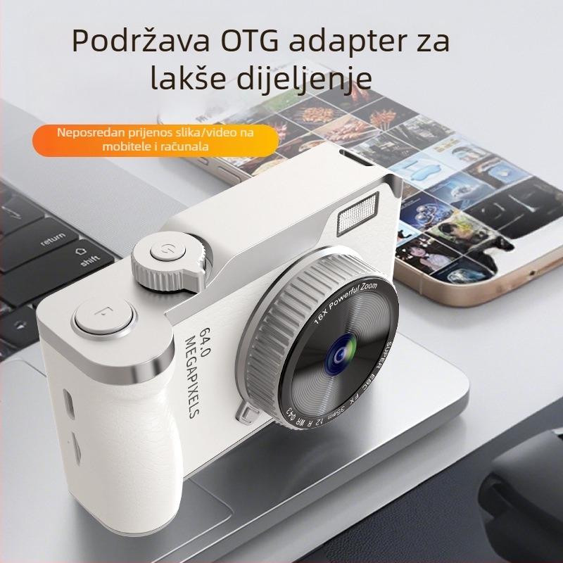 CCD studentska digitalna kamera, kompaktan model Y01, LCD 2.4'', 5–12 MP, memorijska kartica, vijek baterije 3–5 sati