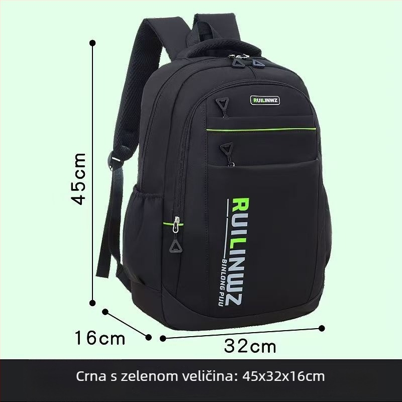 Unisex školski ruksak s prugastim uzorkom, kapaciteta 36–55 L, Oxford platno, ergonomska podrška leđa, kompatibilan s 16-inčnim laptopom