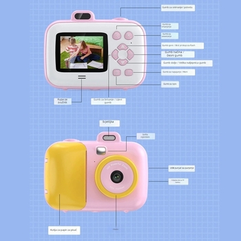 Dječja digitalna kamera s 2,4-inčnim LCD-om, TF karticom, snima video i fotografije, za djecu, izlazak 2024.8