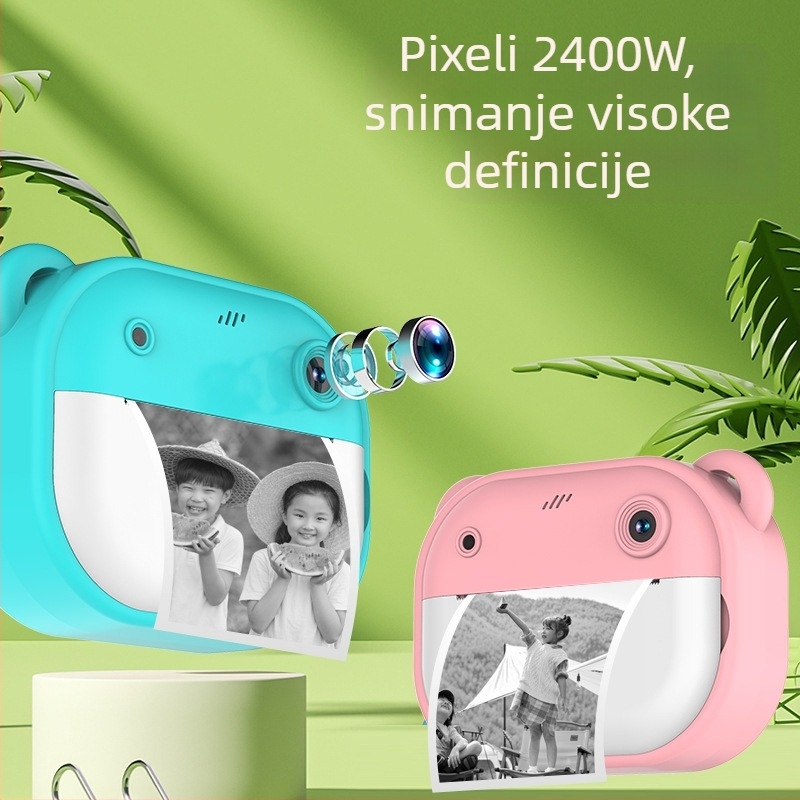 Y600 Dječja kamera-igra s tiskom fotografija – 1080P, TF kartica, baterija 3–4 sata