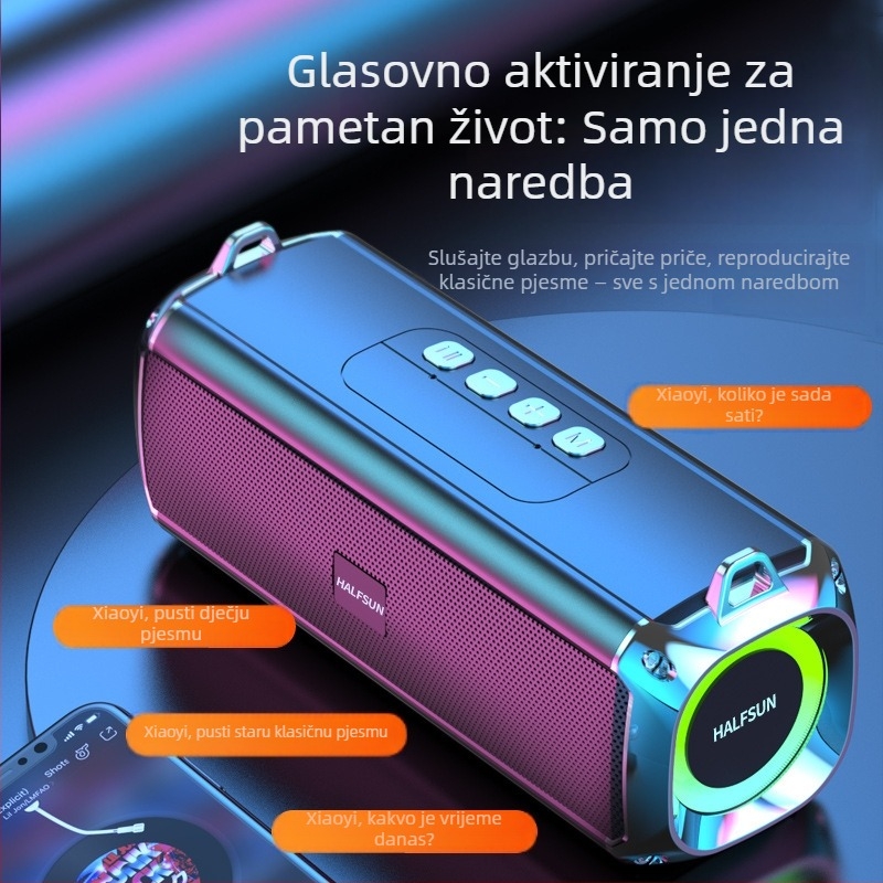 Bluetooth zvučnik s dualnim zvučnicima, IPX7 vodootporan, Bluetooth 5.0, 100 Hz–20 kHz, priključci: 3,5 mm jack, USB, TF kartica, Bluetooth; bez ugrađene baterije; za vanjsku upotrebu