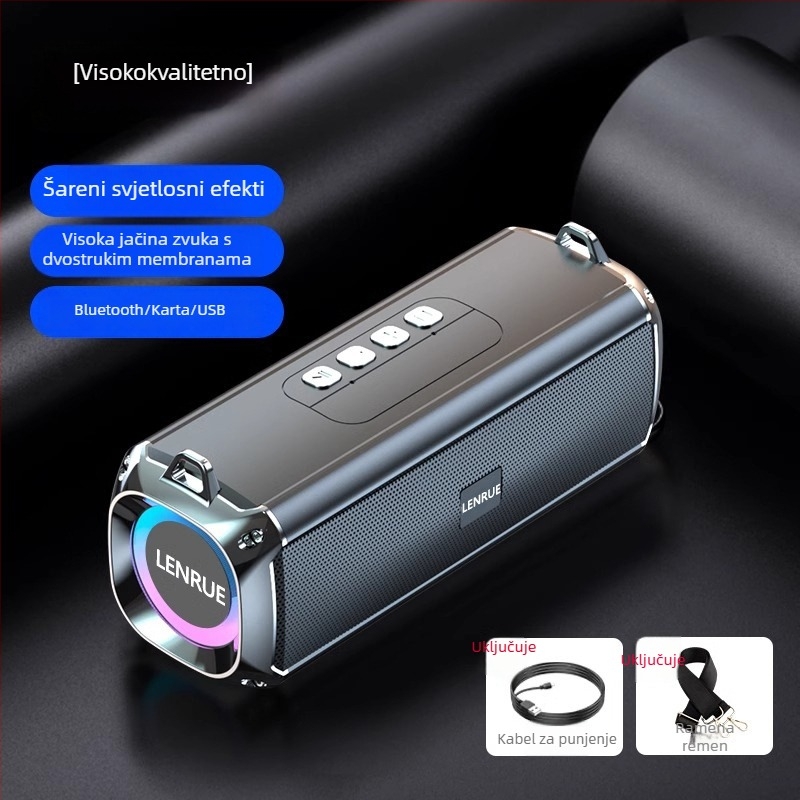 Bluetooth zvučnik s dualnim zvučnicima, IPX7 vodootporan, Bluetooth 5.0, 100 Hz–20 kHz, priključci: 3,5 mm jack, USB, TF kartica, Bluetooth; bez ugrađene baterije; za vanjsku upotrebu