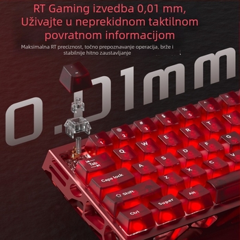 Gaming tipkovnica, 61 tipki, žična, magnetski osi prekidači, bijeli nefritni osovinski prekidač