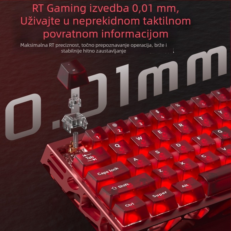 Gaming tipkovnica, 61 tipki, žična, magnetski osi prekidači, bijeli nefritni osovinski prekidač