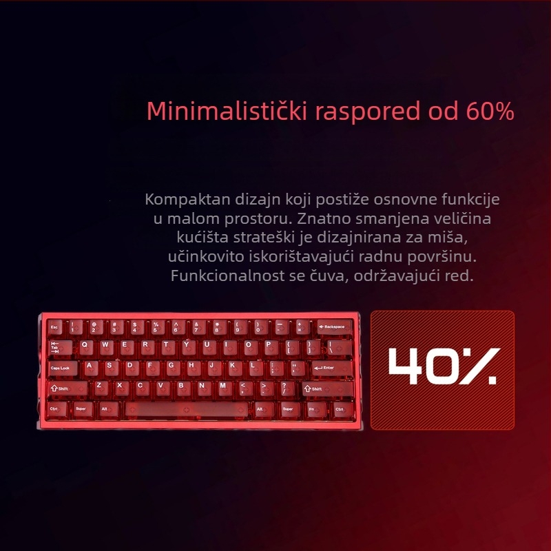 Gaming tipkovnica, 61 tipki, žična, magnetski osi prekidači, bijeli nefritni osovinski prekidač