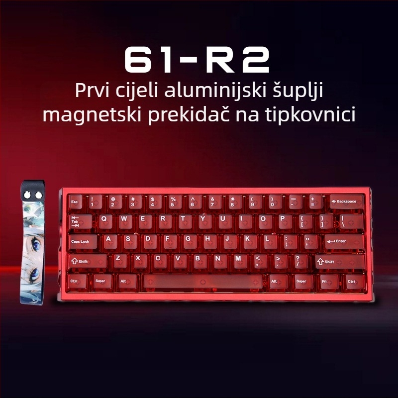 Gaming tipkovnica, 61 tipki, žična, magnetski osi prekidači, bijeli nefritni osovinski prekidač