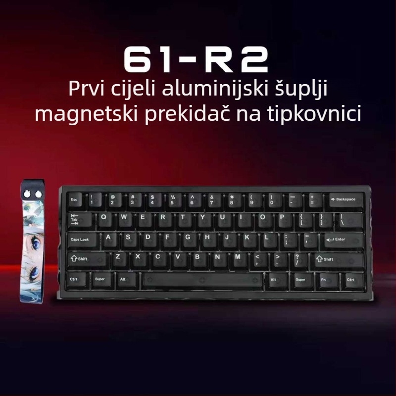 Gaming tipkovnica, 61 tipki, žična, magnetski osi prekidači, bijeli nefritni osovinski prekidač
