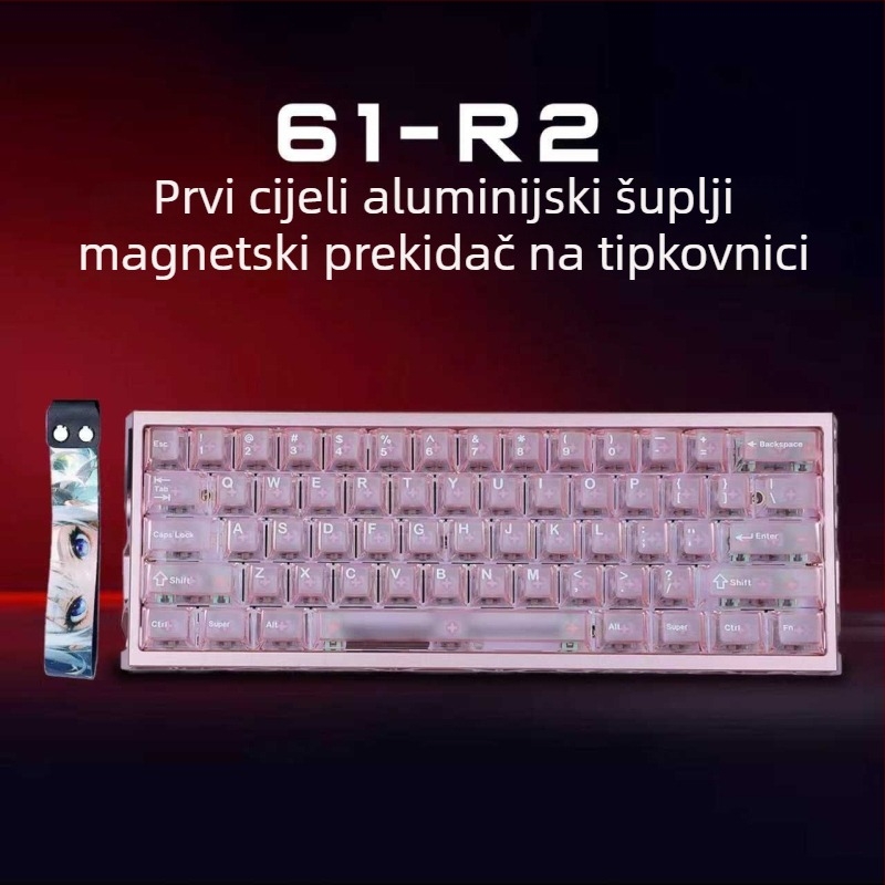 Gaming tipkovnica, 61 tipki, žična, magnetski osi prekidači, bijeli nefritni osovinski prekidač