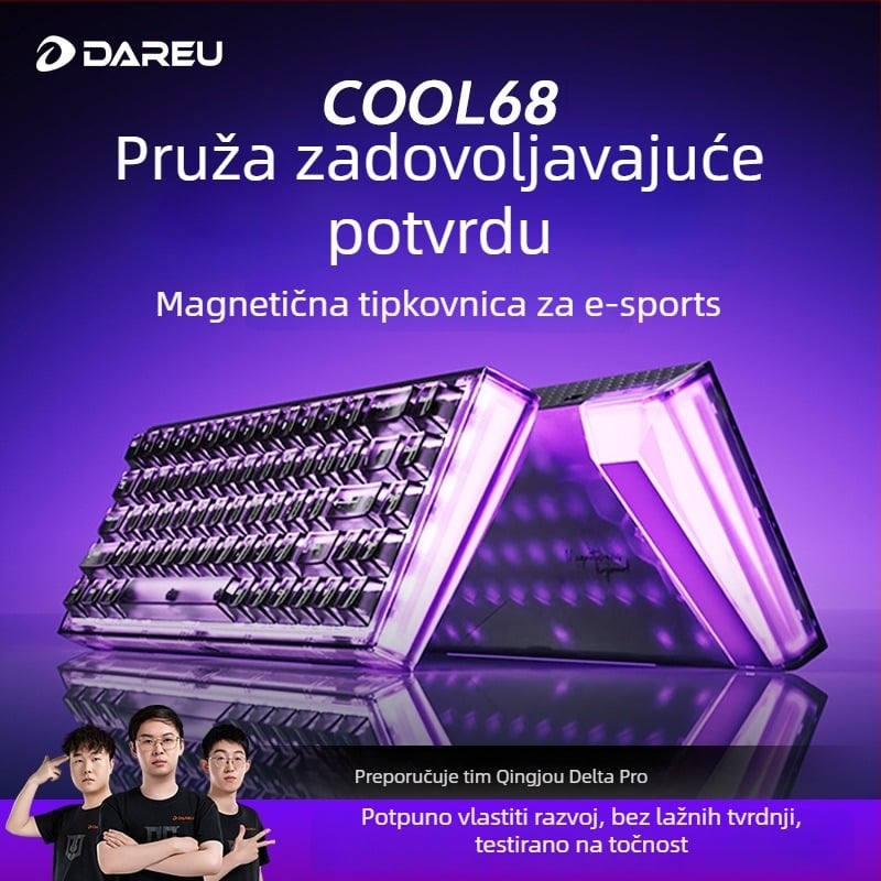 Mehanička tipkovnica Daryou Cool68 s Reaper axis prekidačima, žično povezivanje, RGB pozadinsko osvjetljenje, gasket dizajn