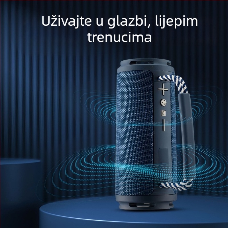 Bluetooth zvučnik s tekstilnom kućištem, prenosni vanjski, 15W, ugrađena baterija 1200–2000mAh, TF kartica, Bluetooth 5.1, domet 10 m