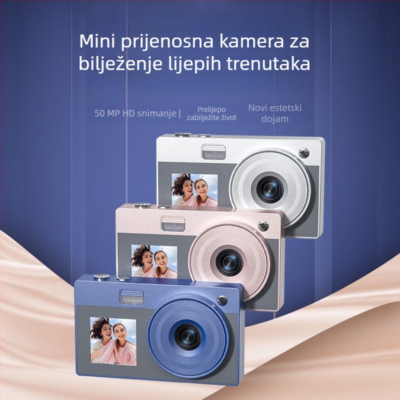 Fotoaparat s dvostranim zaslonom CCD za studente – retro periskop objektiv, 8MP CMOS senzor, 8x optički zum, 1280×1024 HD, pohrana na TF karticu, USB 2.0