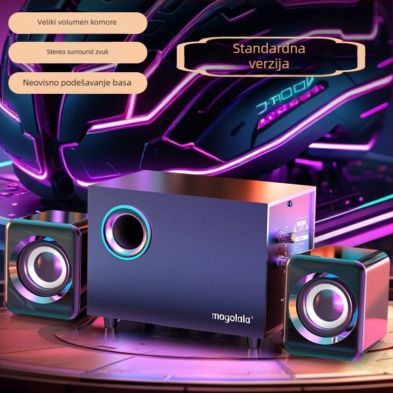 PC desktop zvučnici s Bluetoothom i USB-om, 3,5 mm žično povezivanje, raspon frekvencija 100 Hz–20 kHz, SNR ≥70 dB, IPX7 vodootpornost, bežično punjenje