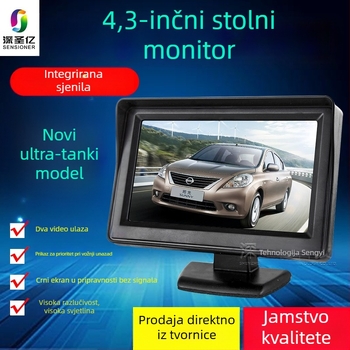 Automobilski LCD zaslon, stolni monitor, rezolucija 480x272, AV ulaz, model 4.3