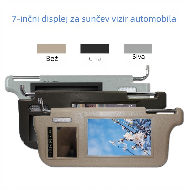 Automobilski zaslon za vizir s prioritom slike stražnjeg pogleda i ogledalom za šminkanje — Carl TFT LCD, 800x480, ulaz AV, model BK-20211104