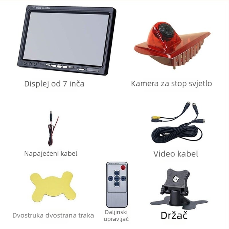 Kamera za vožnju unatrag s visokom svjetlosnom lampom kočnice za Nissan, Opel i Renault, 170° kut gledanja, 12V, AV video, model JH-2023112507