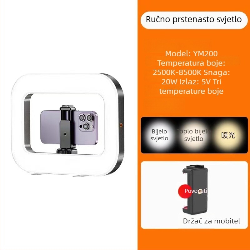 YM200 Ručna LED rasvjeta za dopunjavanje za vanjske prijenose uživo, ljepotu fotografije, fotografiju sa kućicom za zečeve, stolna kružna rasvjeta
