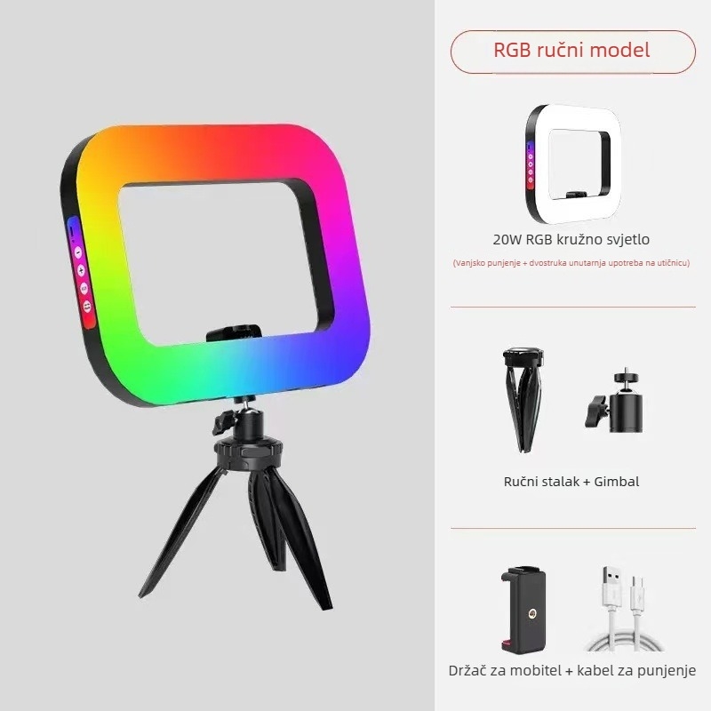 YM200 Ručna LED rasvjeta za dopunjavanje za vanjske prijenose uživo, ljepotu fotografije, fotografiju sa kućicom za zečeve, stolna kružna rasvjeta