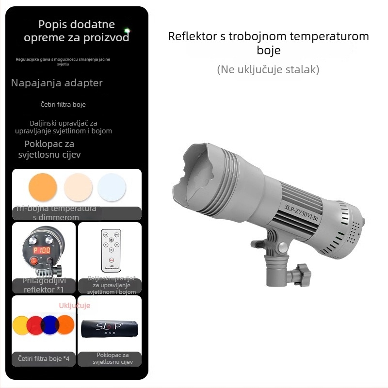 LED rasvjeta za nadopunjavanje ZY50 za uživo emitiranje i fotografiju, 51-100W, tri temperature boje, vertikalno postavljanje
