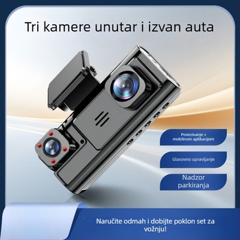 Automobilski DVR s tri zasloni i 360° panoramom, 4K rezolucija, 5 MP fotografije, 2,5-inčni zaslon