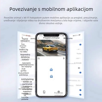 Automobilski DVR s tri zasloni i 360° panoramom, 4K rezolucija, 5 MP fotografije, 2,5-inčni zaslon