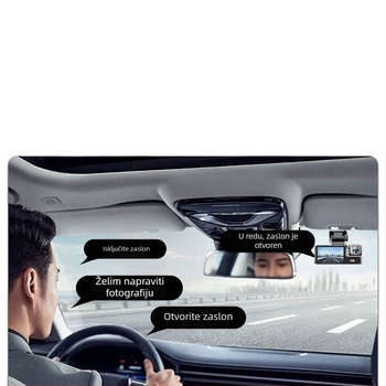 Automobilski DVR s tri zasloni i 360° panoramom, 4K rezolucija, 5 MP fotografije, 2,5-inčni zaslon