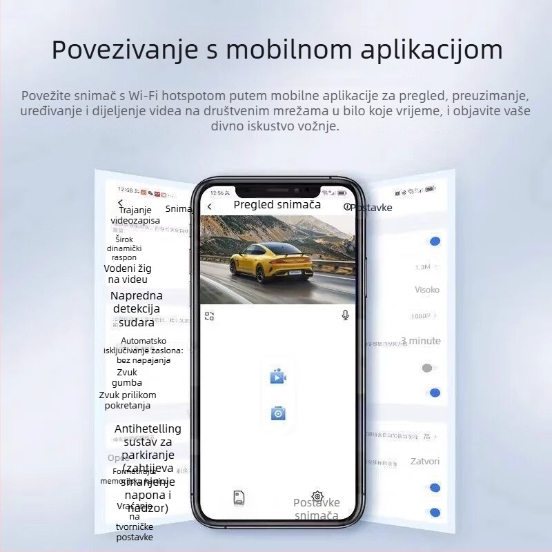 Automobilski DVR s tri zasloni i 360° panoramom, 4K rezolucija, 5 MP fotografije, 2,5-inčni zaslon