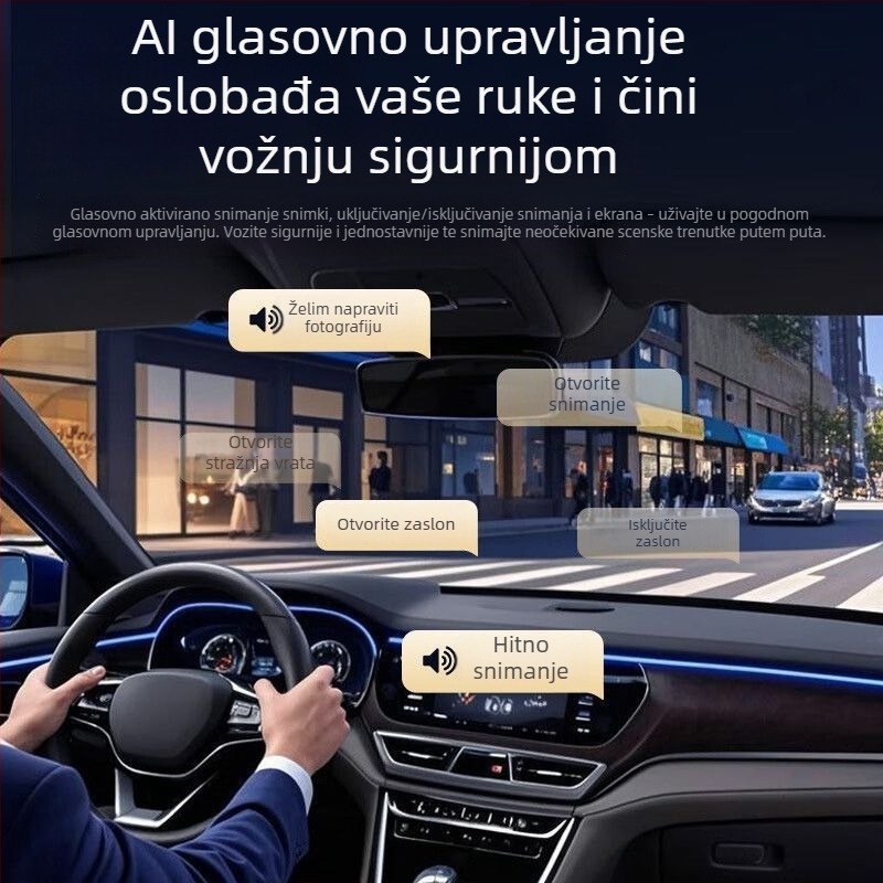 Automobilski DVR s tri zasloni i 360° panoramom, 4K rezolucija, 5 MP fotografije, 2,5-inčni zaslon