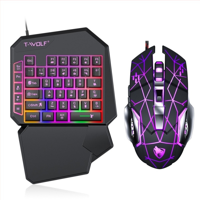 Gaming set: tipkovnica i miš s kompaktnom jednorukom tipkovnicom, USB, 3600 DPI, pozadinsko osvjetljenje, ergonomski dizajn