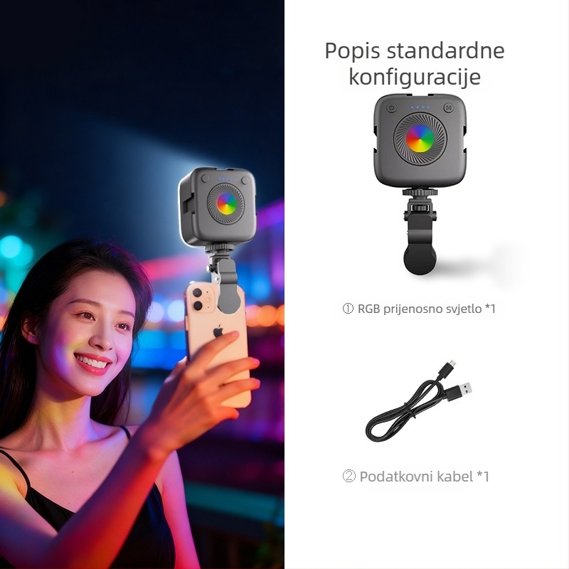 Mini rasvjeta za dopunu za ručno prijenos uživo, RGB LED za fotografiju i video, tri boje temperature, 5W pri 5V