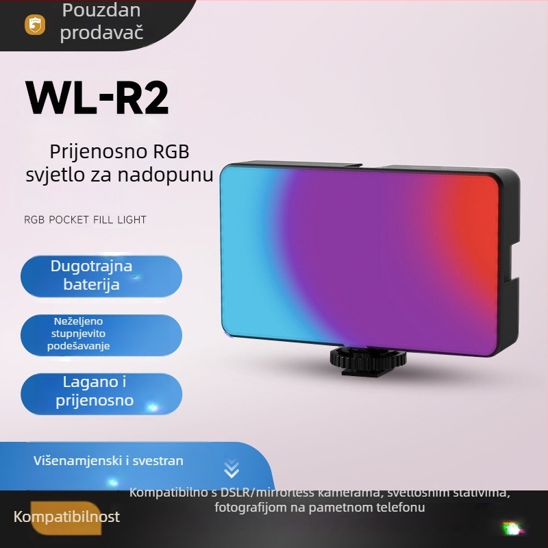 LED pomoćno svjetlo za fotografiju, džepno LED svjetlo, ambijentalno svjetlo, uspravni način rada, hot-shoe nosač, 5V, ispod 10W, tri mogućnosti temperature svjetla