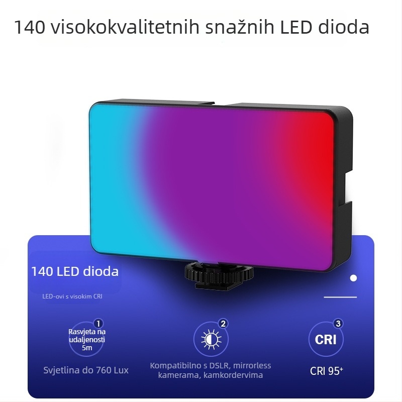 LED pomoćno svjetlo za fotografiju, džepno LED svjetlo, ambijentalno svjetlo, uspravni način rada, hot-shoe nosač, 5V, ispod 10W, tri mogućnosti temperature svjetla