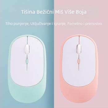 Bežično tihi uredski miš za laptop, 1600 DPI, 4 tipke, USB, 2.4 GHz Bluetooth, domet 10 m