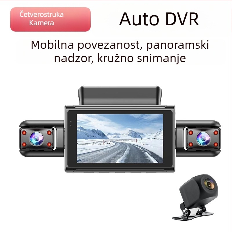 4K auto DVR s Wi-Fi povezivanjem na telefon, Starlight noćni vid, dvostruko snimanje, četverokanalno snimanje