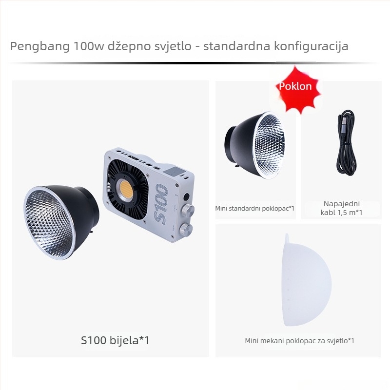 Fotografsko svjetlo za ispunu, ručno, vanjska upotreba, 100W COB svjetlo, tri boje temperature, 12-24V