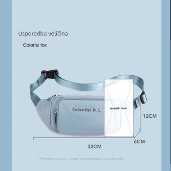 Torba za pojas u gradskom minimalističkom stilu — najlon, poliester podstava, zatvarač, unutarnja džep