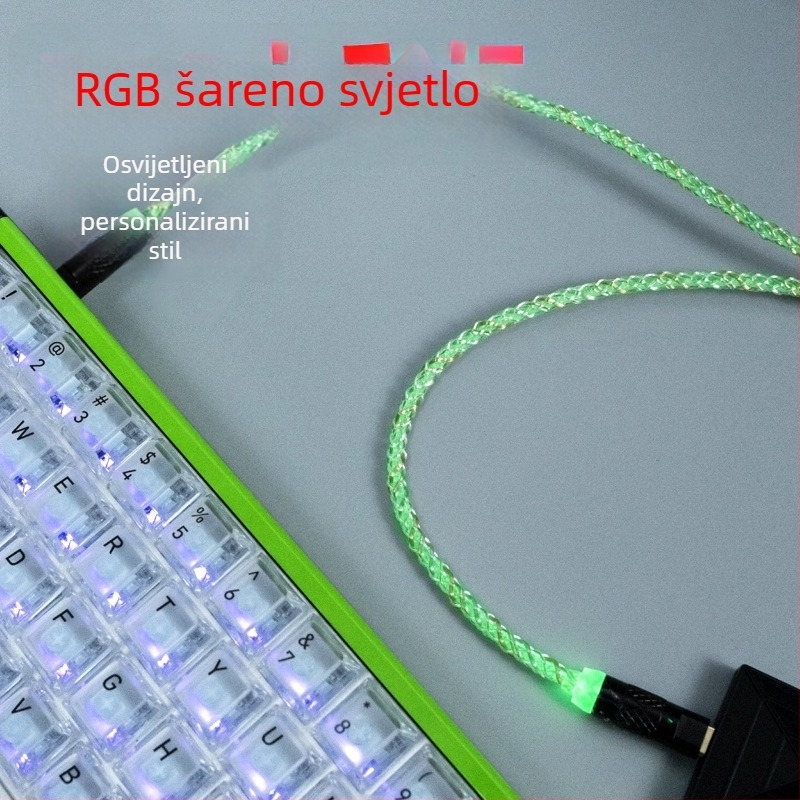 Kabel USB-A na USB-C podijeljeni za tipkovnicu i miš s 8K brzinom, 1-2, RGB, duljina 1,5 m