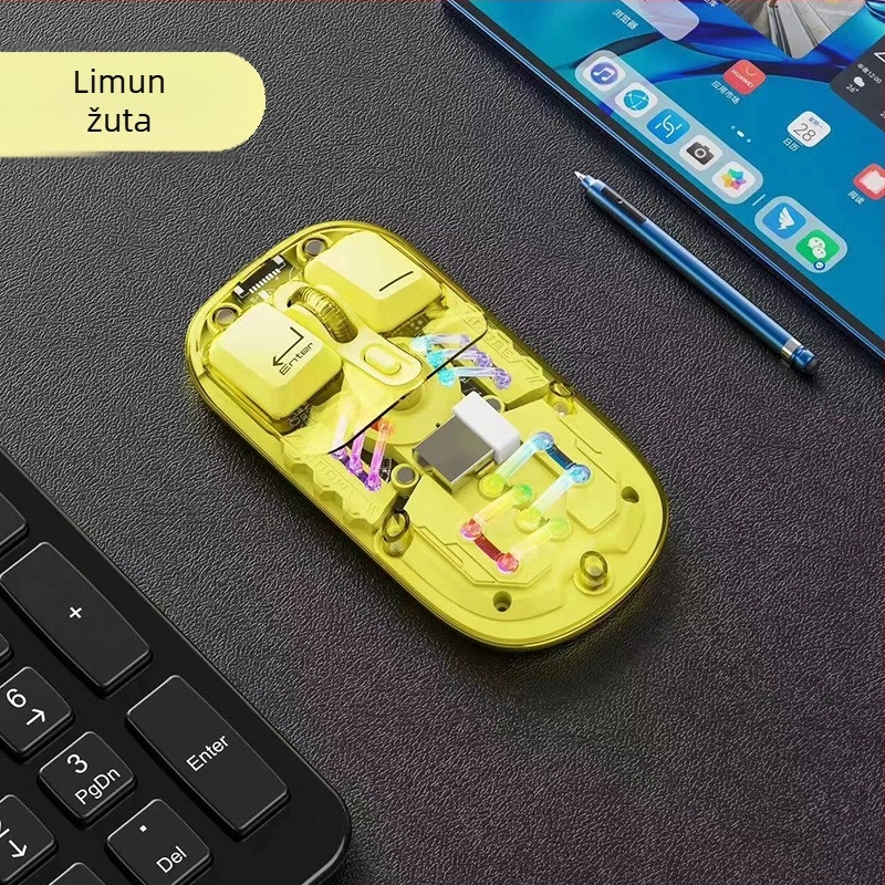 Bluetooth optički miš s indikatorom napajanja, 1600dpi, 4 tipke, bežični 2,4 GHz za igru i ured