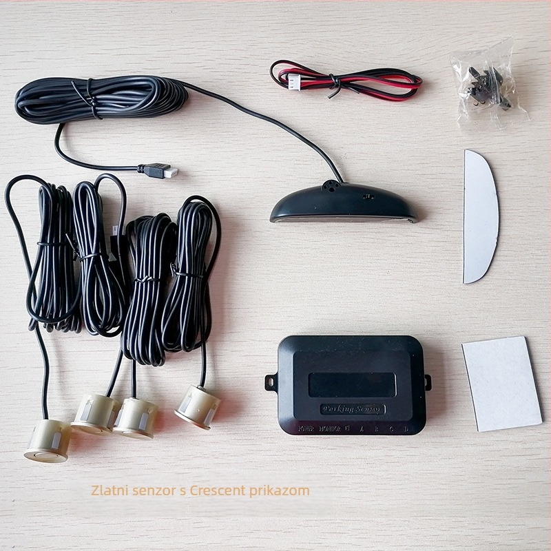 LED radar za parkiranje unatrag, Crescent Radar model, 4 sonde, domet 2,5 m, napajanje 12V, LED zaslon 10 cm