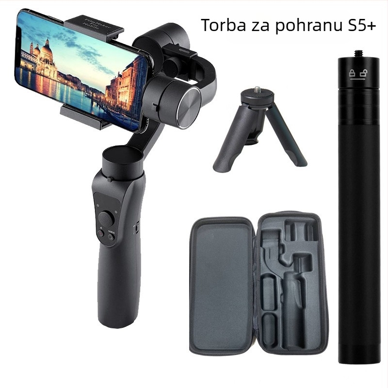 S5 stabilizator za pametni telefon s tri osi, ručna instalacija, kompatibilan s pametnim telefonima do 6,5 inča, horizontalni kut rotacije 330°, ograničenje rotacije 160°, težina 700 g