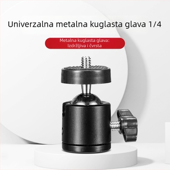 Metalna mini PTZ gimbal glava za fotografiju, navoj 3/8 in i 1/4 in, 360° horizontalna i vertikalna rotacija, 0.075 kg, aluminij/ABS/nylon