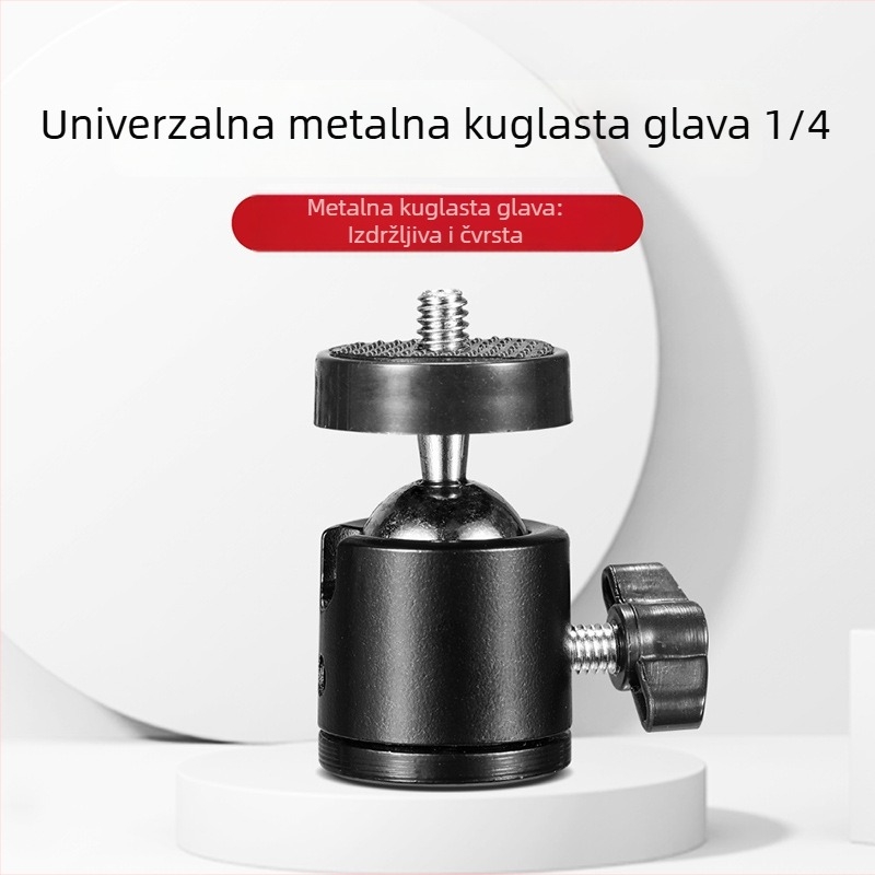 Metalna mini PTZ gimbal glava za fotografiju, navoj 3/8 in i 1/4 in, 360° horizontalna i vertikalna rotacija, 0.075 kg, aluminij/ABS/nylon
