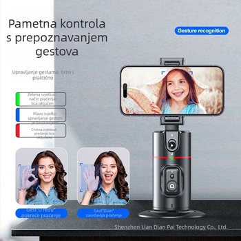 Mobitelni gimbal za prijenos uživo s AI praćenjem lica i 360° panoramom, stabilizacija; Bluetooth, ABS kućište, težina 340 g
