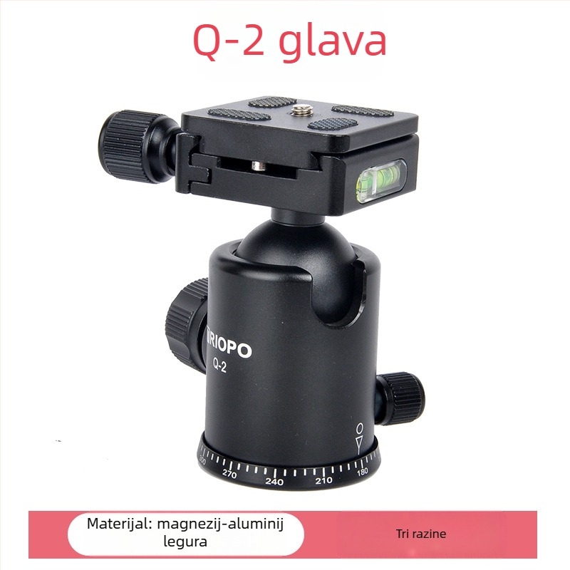 Jiebao D-2AQ2 DSLR kuglasta glava za stativ – 360° rotacija, 3/8-inčni navoj, tijelo od aluminijske legure, kompatibilno s DSLR kamerama, 350 g