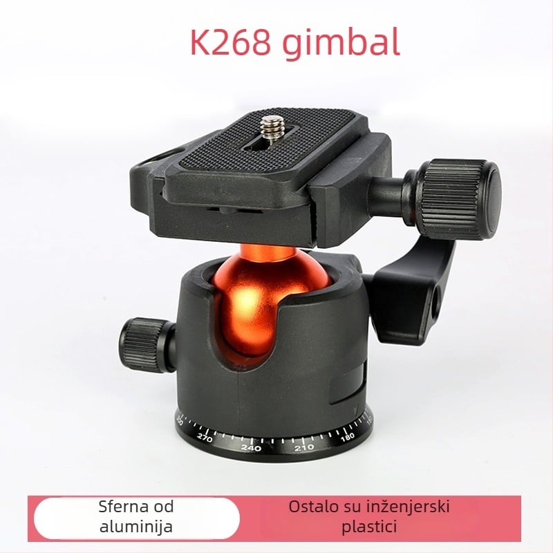 Jiebao D-2AQ2 DSLR kuglasta glava za stativ – 360° rotacija, 3/8-inčni navoj, tijelo od aluminijske legure, kompatibilno s DSLR kamerama, 350 g