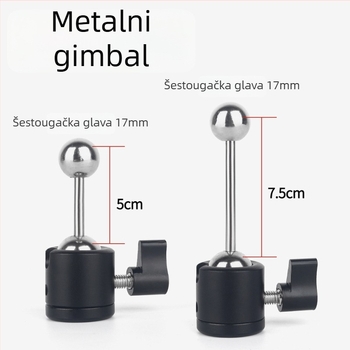 Metalna univerzalna pan-tilt glava s 360° rotirajućom bazom za mobitele, tablete i kamere – dodatak za stativ