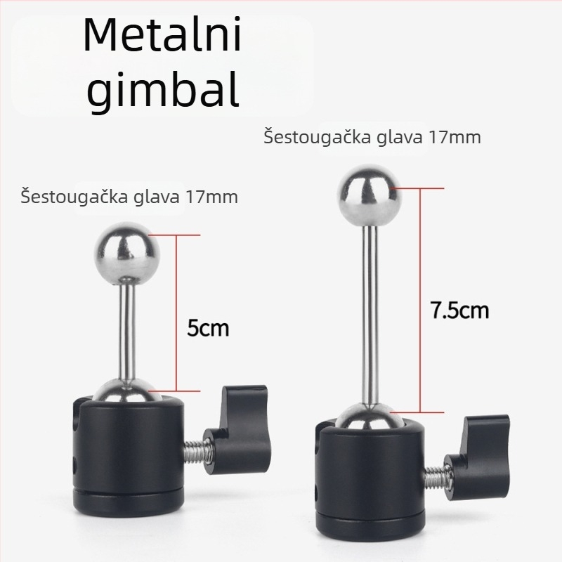 Metalna univerzalna pan-tilt glava s 360° rotirajućom bazom za mobitele, tablete i kamere – dodatak za stativ
